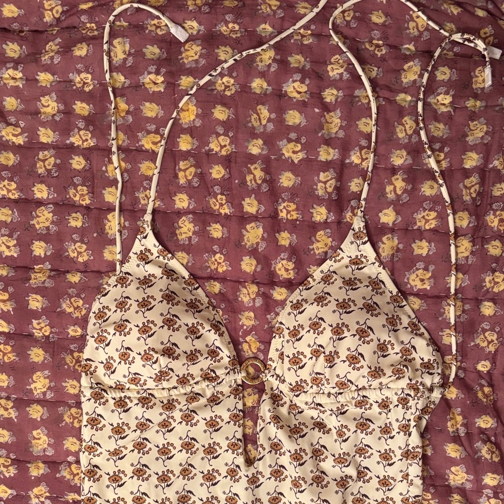 Floral Pattern Halter Bodysuit